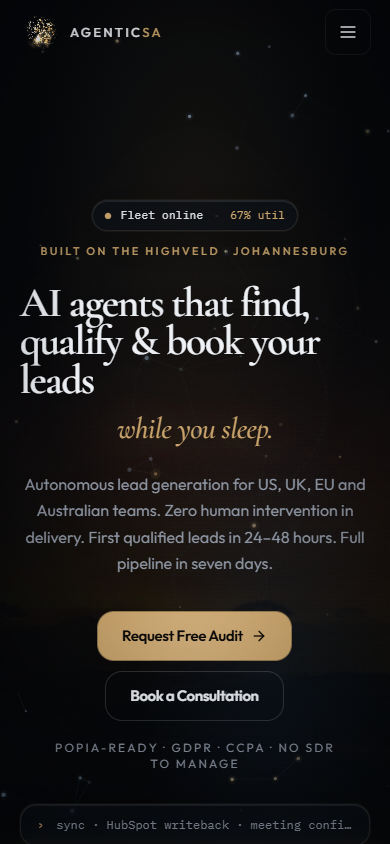 Agentic SA: the completed mobile website